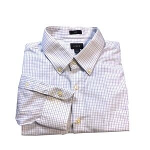 J.Crew Slim Fit Men's Button Down Dress Shirt Blue Plaid Long Sleeve Size L
